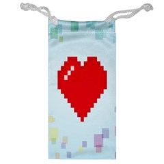 Red Heart Love Plaid Red Blue Jewelry Bag