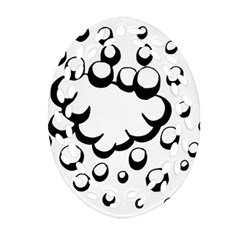 Splash Bubble Black White Polka Circle Ornament (oval Filigree)