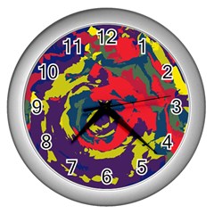 Abstract Art Wall Clocks (silver)  by ValentinaDesign