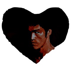 Bruce Lee Large 19  Premium Flano Heart Shape Cushions by Valentinaart
