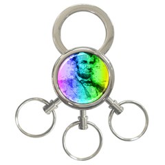 Abraham Lincoln Portrait Rainbow Colors Typography 3-ring Key Chains by yoursparklingshop
