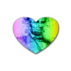 Abraham Lincoln Portrait Rainbow Colors Typography Heart Coaster (4 Pack)  by yoursparklingshop