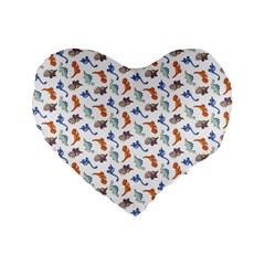Dinosaurs Pattern Standard 16  Premium Flano Heart Shape Cushions by ValentinaDesign