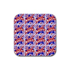 Happy 4th Of July Theme Pattern Rubber Coaster (square)  by dflcprints