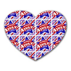 Happy 4th Of July Theme Pattern Heart Mousepads by dflcprints