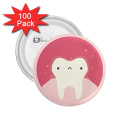 Sad Tooth Pink 2 25  Buttons (100 Pack)  by Mariart