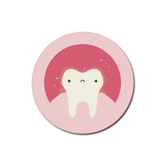 Sad Tooth Pink Rubber Coaster (round) 