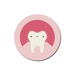 Sad Tooth Pink Rubber Coaster (Round)  Front