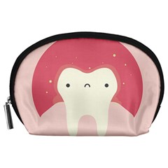 Sad Tooth Pink Accessory Pouches (large)  by Mariart