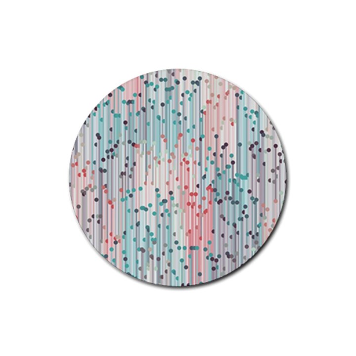 Vertical Behance Line Polka Dot Grey Pink Rubber Round Coaster (4 pack) 