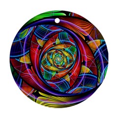 Eye Of The Rainbow Round Ornament (two Sides) by WolfepawFractals