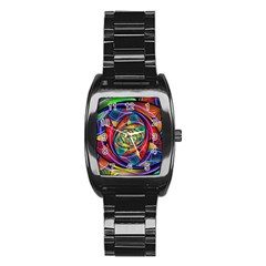 Eye Of The Rainbow Stainless Steel Barrel Watch by WolfepawFractals