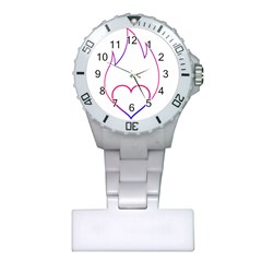 Heart Flame Logo Emblem Plastic Nurses Watch by Nexatart