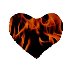 Fire Flame Heat Burn Hot Standard 16  Premium Flano Heart Shape Cushions by Nexatart