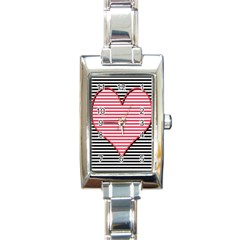 Heart Stripes Symbol Striped Rectangle Italian Charm Watch by Nexatart