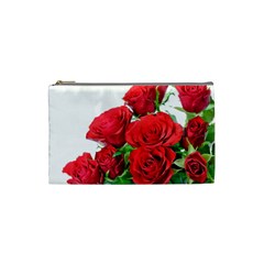 A Bouquet Of Roses On A White Background Cosmetic Bag (small)  by Nexatart