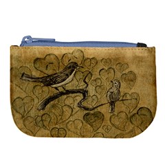 Birds Figure Old Brown Large Coin Purse by Nexatart