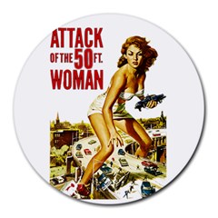Attack Of The 50 Ft Woman Round Mousepads by Valentinaart