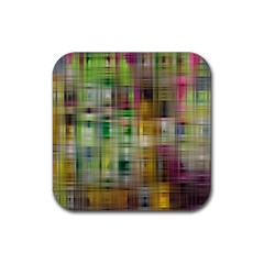 Woven Colorful Abstract Background Of A Tight Weave Pattern Rubber Square Coaster (4 Pack)  by Nexatart