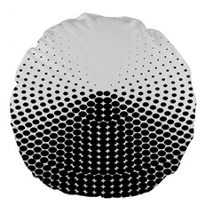 Black White Polkadots Line Polka Dots Large 18  Premium Flano Round Cushions by Mariart