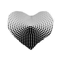 Black White Polkadots Line Polka Dots Standard 16  Premium Flano Heart Shape Cushions