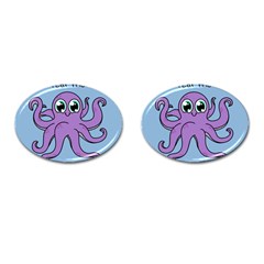 Colorful Cartoon Octopuses Pattern Fear Animals Sea Purple Cufflinks (oval) by Mariart