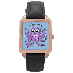 Colorful Cartoon Octopuses Pattern Fear Animals Sea Purple Rose Gold Leather Watch  by Mariart