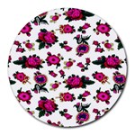 Crown Red Flower Floral Calm Rose Sunflower White Round Mousepads