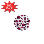 Crown Red Flower Floral Calm Rose Sunflower White 1  Mini Magnets (100 pack) 