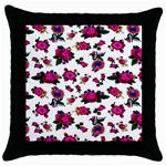 Crown Red Flower Floral Calm Rose Sunflower White Throw Pillow Case (Black)