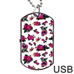 Crown Red Flower Floral Calm Rose Sunflower White Dog Tag USB Flash (Two Sides)