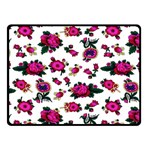 Crown Red Flower Floral Calm Rose Sunflower White Double Sided Fleece Blanket (Small) 