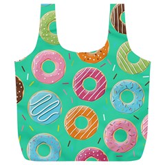 Doughnut Bread Donuts Green Full Print Recycle Bags (l)  by Mariart