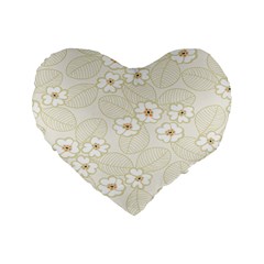 Flower Floral Leaf Standard 16  Premium Heart Shape Cushions