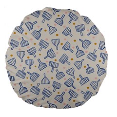Glass Polka Circle Blue Large 18  Premium Flano Round Cushions by Mariart