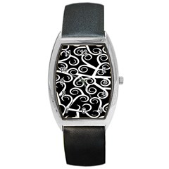 Koru Vector Background Black Barrel Style Metal Watch