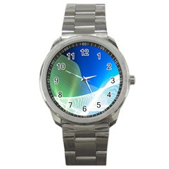 Light Means Net Pink Rainbow Waves Wave Chevron Green Blue Sport Metal Watch by Mariart