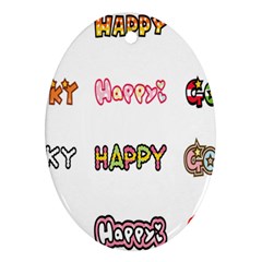 Lucky Happt Good Sign Star Ornament (oval) by Mariart