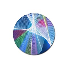 Light Means Net Pink Rainbow Waves Wave Chevron Green Blue Sky Rubber Round Coaster (4 Pack) 