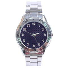 Purple Floral Seamless Pattern Flower Circle Star Stainless Steel Analogue Watch
