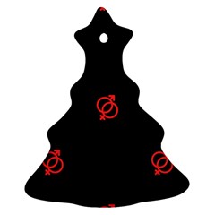 Seamless Pattern With Symbol Sex Men Women Black Background Glowing Red Black Sign Christmas Tree Ornament (two Sides)