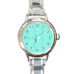 Seamless Pattern Of Curved Lines Create The Effect Of Depth The Optical Illusion Of White Wave Round Italian Charm Watch