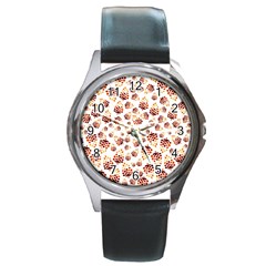 Pine Cones Pattern Round Metal Watch