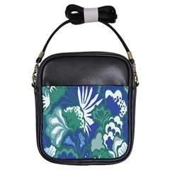 Tropics Leaf Bluegreen Girls Sling Bags
