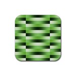 View Original Pinstripes Green Shapes Shades Rubber Coaster (Square) 