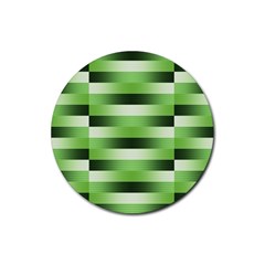 View Original Pinstripes Green Shapes Shades Rubber Coaster (round)  by Mariart