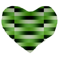 View Original Pinstripes Green Shapes Shades Large 19  Premium Heart Shape Cushions by Mariart