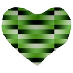 View Original Pinstripes Green Shapes Shades Large 19  Premium Flano Heart Shape Cushions
