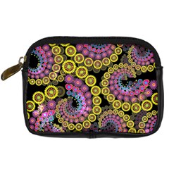 Spiral Floral Fractal Flower Star Sunflower Purple Yellow Digital Camera Cases by Mariart