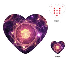 A Gold And Royal Purple Fractal Map Of The Stars Playing Cards (heart)  by jayaprime